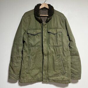 American Eagle Green Field Jacket with Faux Fur Collar